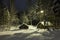 Snowy houses in the night