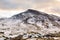 Snowy Icelandic mountains with dramatic cloudy sky