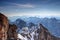 Snowy Jubilaumsgrat ridge from Zugspitze to Alpspitze Germany