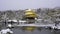 Snowy Kinkaku-ji Temple in winter. Famous tourist attraction in Kyoto, Japan. The Golden Pavilion