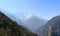 Snowy Kusum Kanguru mountain peaks in Himalayas