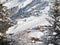 Snowy landscape with ski chalets, Meribel, the Alps