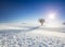 Snowy Landscape with Sun