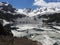 snowy meadow in mountains of Karakoram. beautiful nature panoramic lake in mountains shape of bowl