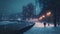 Snowy Metropolis: A Midnight Stroll./n