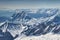 Snowy Mieminger and Wetterstein mountains in Germany / Austria