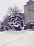 Snowy Monument of a snowy canon in front of Arsenal Metro Station - Kyiv -Ukraine