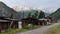 Snowy mountain peak behind the village.