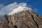 Snowy mountain peak view from the foot in.