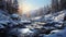 Snowy Mountain Stream: A Photorealistic Celebration Of Quebec\\\'s Winter Landscape