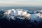 Snowy mountain tops in sunset