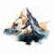 Snowy Mountain In Watercolor Crisp Graphic Design With Powerful Symbolism