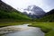 Snowy mountains and streams