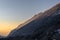 Snowy mountains in Utah in little cottonwood canyon during sunset