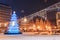 snowy new year decorated city wroclaw in winter