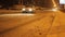 Snowy Night Avenue Traffic