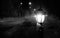 Snowy night blizzard streetlight lantern
