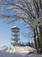 Snowy observation tower in winter