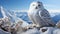 Snowy owl perching on a tree, majestic beauty in nature generated by AI