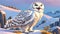 Snowy Owl, white or barred, Arctic tundra