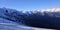 Snowy panorama of the mountains