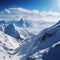 Snowy panorama View from the top captures the beauty of mountains