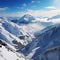 Snowy panorama View from the top captures the beauty of mountains