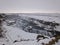 Snowy path to Gullfoss waterfall in Iceland