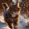 Snowy paws Cats and dogs exploring snowy landscapes with curiosity