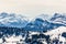 Snowy peaks of beautyful mountains in Switzerland, view from Rigi monutain
