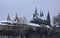 Snowy Prague castle stock images
