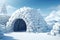 Snowy refuge an igloo background evokes the solitude and beauty of winter