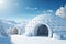 Snowy refuge an igloo background evokes the solitude and beauty of winter
