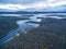 Snowy River and Lake Jindabyne aerial view. New South Wales, Australia