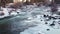 Snowy River Running Through Residential Oregon Town