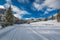 Snowy road in Chocholowska Valley in winter, Tatra Mountains