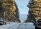 Snowy road in Flagstaff, Arizona.