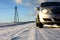 Snowy road in the village