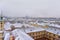 Snowy roofs of Prague