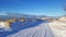 Snowy sand dune walkway at St. Joseph Michigan Lake Michigan