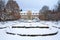 Snowy scenery of Abbots\' Palace in Oliwa