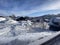 Snowy scenes in Hovden, Norway. Snow covered houses and Ski tracks on the ground, Blue skies. Bluebird weather.