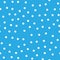 Snowy seamless patern. White dot snowflakes on blue background. Snow and Christmas theme. Abstract backround