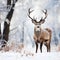 Snowy serenity a deer in a tranquil winter snowscape