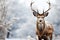 Snowy serenity a deer in a tranquil winter snowscape