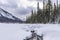 Snowy Shore of Frozen Emerald Lake in Yoho