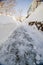 Snowy side walk in neighborhood