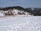 Snowy Silesian Beskid on european Bialy Krzyz in Poland