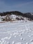 Snowy Silesian Beskid on european Bialy Krzyz in Poland - vertical