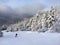 Snowy slope in the mountains